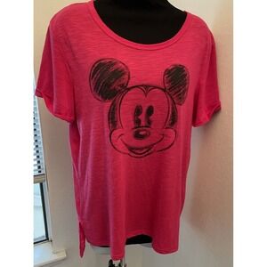 Live Love Disney Mickey Mouse Graphic Print Short Sleeve Tee Hot Pink L